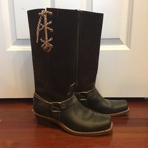 Vintage suede/leather harness saddle boot